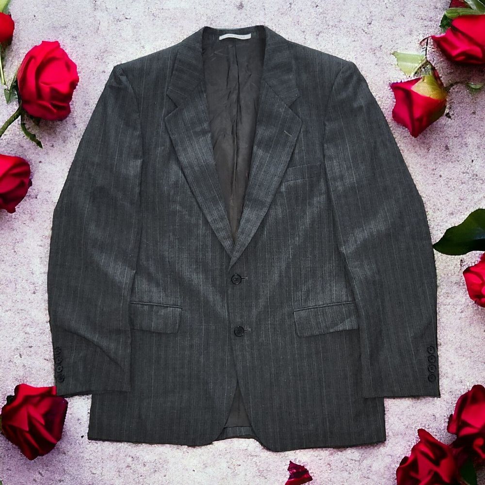 VTG Yves Saint Laurent France Mens SZ 40R Business Suit Jacket Gray Striped Wool